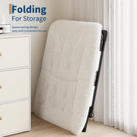 Fauteuil lounge surdimensionné Garvee en fausse fourrure pour adultes, pliable, structure en métal, beige, confort pour le salon et la chambre
