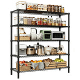 Garvee étagère métallique noire 5 niveaux en acier carbone, charge 1497 kg, réglable, anti-basculement, 120 × 45 × 183 cm