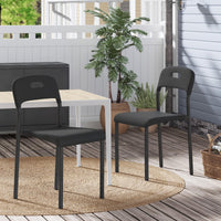 Chaises de salle à manger Garvee, lot de 2, empilables, design moderne, pieds en plastique et métal, pour une utilisation intérieure et extérieure, noires