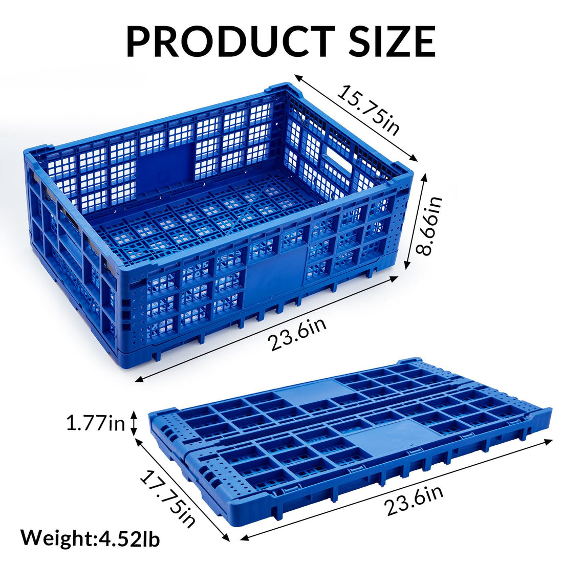 Garvee boîte à lait pliable 52 L, robuste et empilable, en polypropylène, pour garage et bureau, légère et pliable
