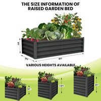 Potager surélevé galvanisé Garvee 180 x 90 x 30 cm, en acier, antirouille, avec rebord de sécurité, idéal pour le jardin et la terrasse, durable et facile à monter.