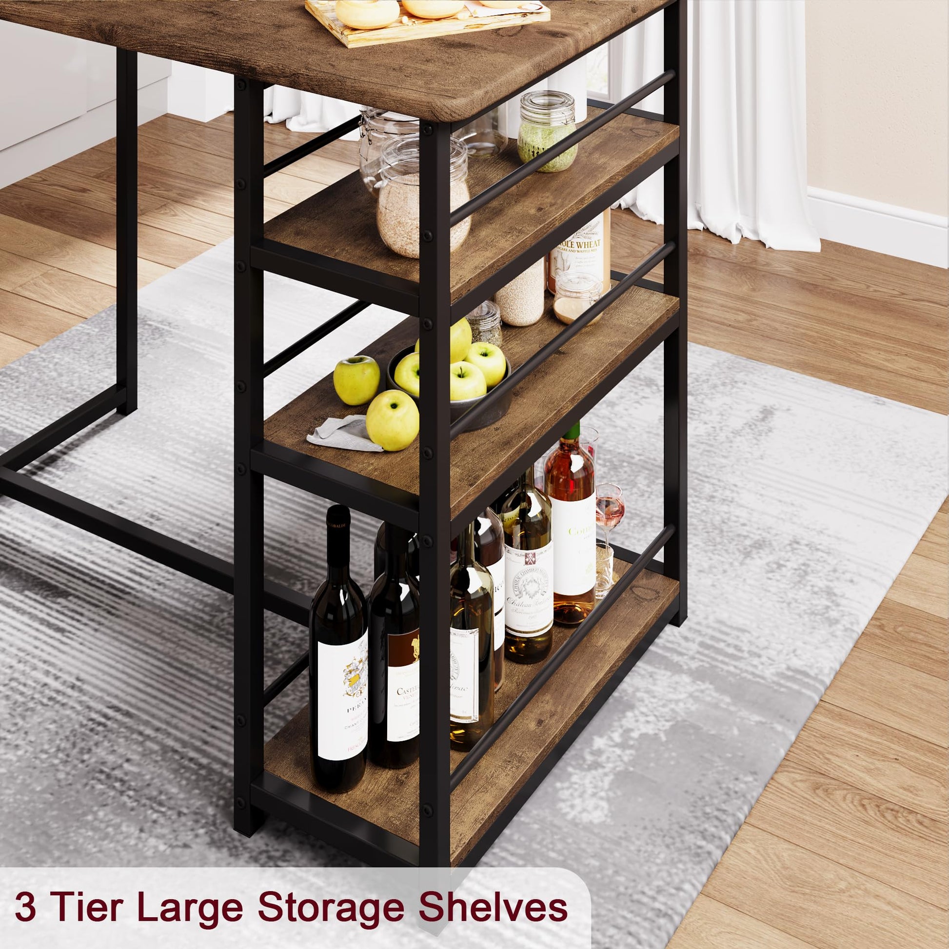 Garvee Table de bar avec 2 tabourets rembourrés, ensemble 3 pièces. Pour cuisine, petits espaces, style vintage.