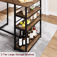 Garvee Table de bar avec 2 tabourets rembourrés, ensemble 3 pièces. Pour cuisine, petits espaces, style vintage.