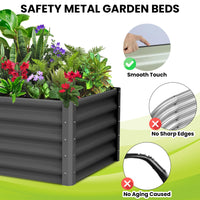 Jardinière surélevée galvanisée Garvee 182 x 91 x 46 cm (6 x 3 x 1,5 pi) - Construction robuste en acier - Protection antirouille - Fond ouvert - Coins de sécurité
