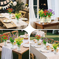 Garvee Ensemble de 6 bocaux Mason décoratifs avec fleurs, lumières LED, verre et ruban de jute pour mariage et fête, 500 ml, transparent