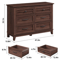 Garvee Commode Farmhouse à 6 tiroirs, en bois blanc, robuste, offrant un grand espace de rangement pour la chambre, le salon ou le couloir