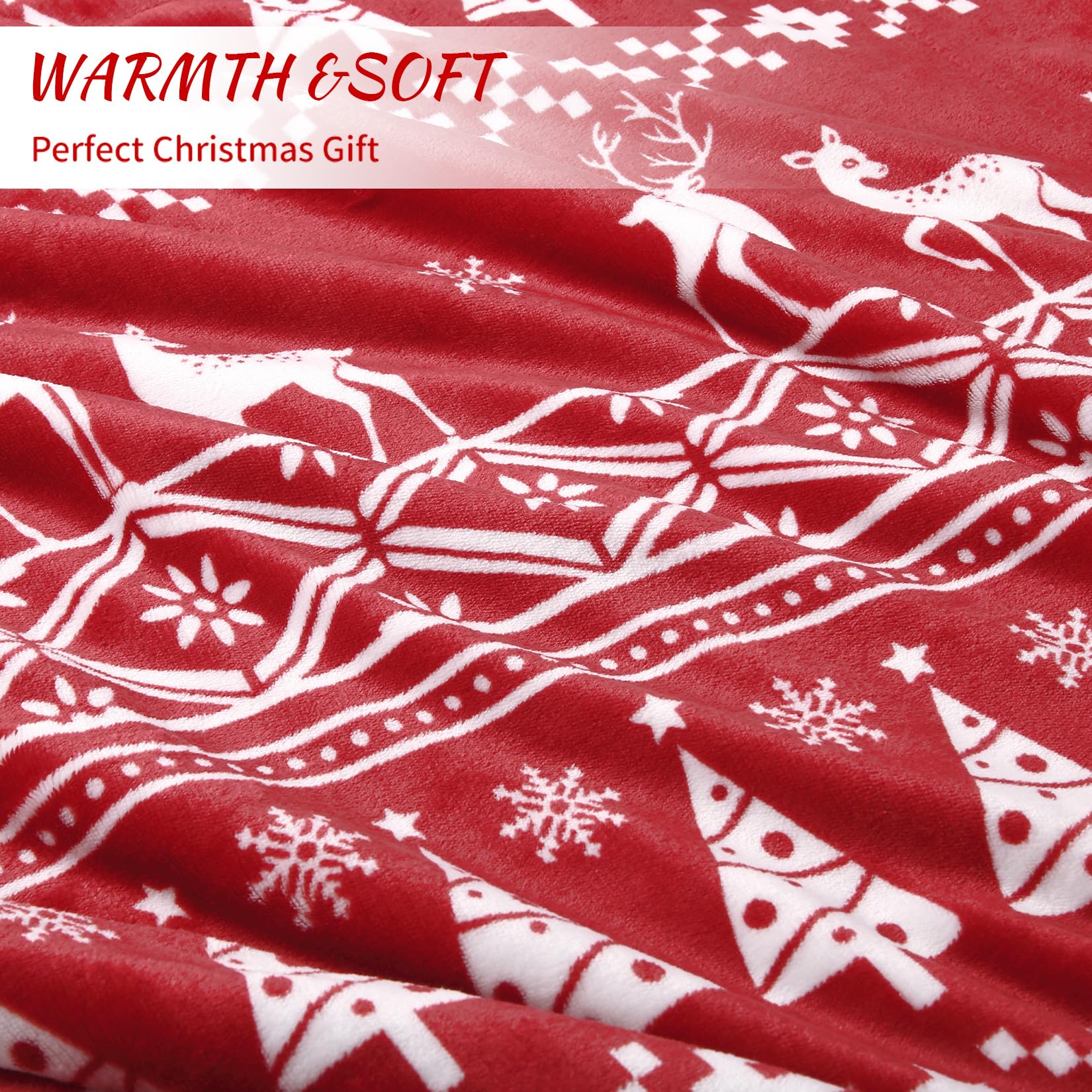 Couverture de Noël Garvee en flanelle sherpa rouge 50x60 - Chaude, réversible, douce et résistante - Idéale pour le canapé et le camping