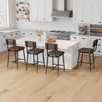 Ensemble de 2 tabourets de bar Garvee, revêtement en similicuir, rembourrage épais, pieds en métal, pour cuisine et îlot central, 65 cm, noir