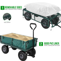 Chariot de jardin Garvee en acier robuste, pliable, capacité de 227 kg (500 lb), avec doublure amovible, pour jardin et cour, 81 cm x 42 cm x 45,5 cm (31,89 po x 16,54 po x 17,91 po), noir