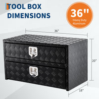 Coffre à outils Garvee 36 pouces en aluminium avec tiroir, organisateur à deux niveaux, verrouillable, étanche, pour camionnette, VR, remorque, argent