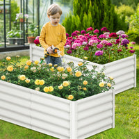 Jardinière surélevée galvanisée Garvee 180 x 90 x 45 cm, 2 pièces, métal durable, fond ouvert, rebord de sécurité, stable, pour jardin et terrasse, grise