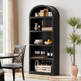 Garvee bibliothèque arquée 5 étagères bois MDF protection métallique pour salon et bureau 182 cm naturel - Black