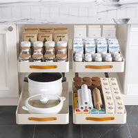 Organisateur de cuisine à tiroir Garvee, capacité de charge 50 kg, acier, poignée ergonomique, réglable, pour cuisine et salle de bain, 25 x 48 x 8 cm, noir