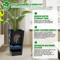 Garvee Lot de 2 jardinières de 57 cm de haut avec arrosage automatique et indicateur de niveau d'eau pour balcon et terrasse, à pois noirs et blancs, en plastique résistant aux intempéries