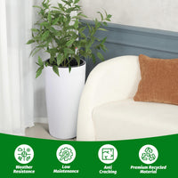 Garvee Lot de 2 jardinières d'extérieur de 76 cm de haut avec indicateur de niveau d'eau et arrosage automatique pour terrasse et jardin, en plastique résistant aux intempéries, noir