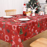 Garvee Nappe de Noël, polyester, résistante à l'huile et aux taches, lavable, pour l'intérieur et l'extérieur, motif de Noël, rouge, 132 × 229 cm