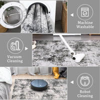 Tapis lavable moderne Garvee, antidérapant, doux et résistant, idéal pour les enfants et les animaux domestiques, 120 x 170 cm, gris