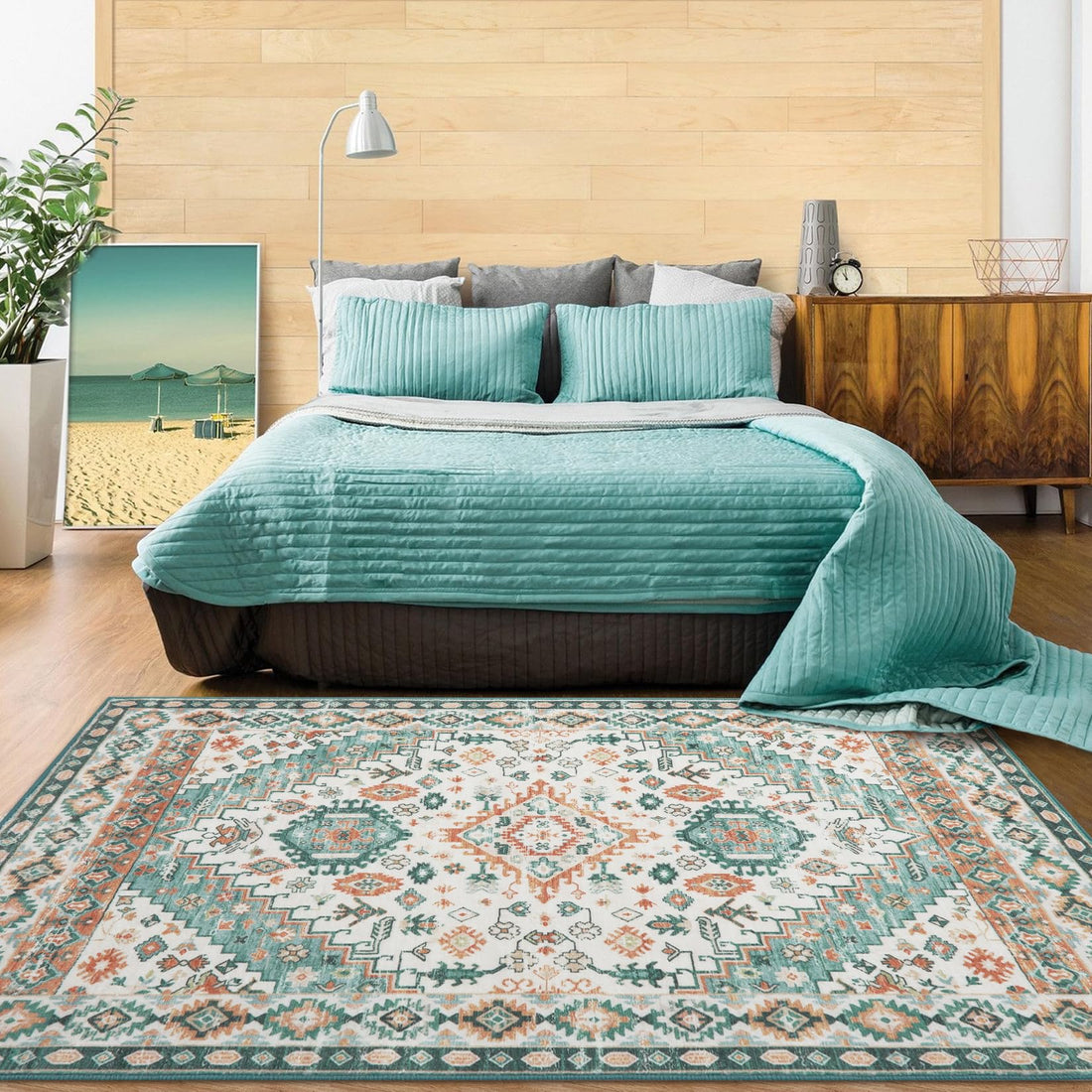 Tapis Garvee grand format, lavable en machine, vert grange, pour salon, à poils courts, antidérapant, 160 x 230 cm