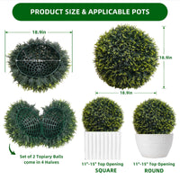 Boules de topiaire artificielles en cèdre Garvee, lot de 2, résistantes aux intempéries, sans entretien, en polyéthylène, pour jardin et mariage, vertes, 2 pièces