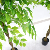 Arbre artificiel d'intérieur Garvee avec feuilles en caoutchouc, tronc naturel, pot stable pour la maison et le bureau, moderne et facile d'entretien.