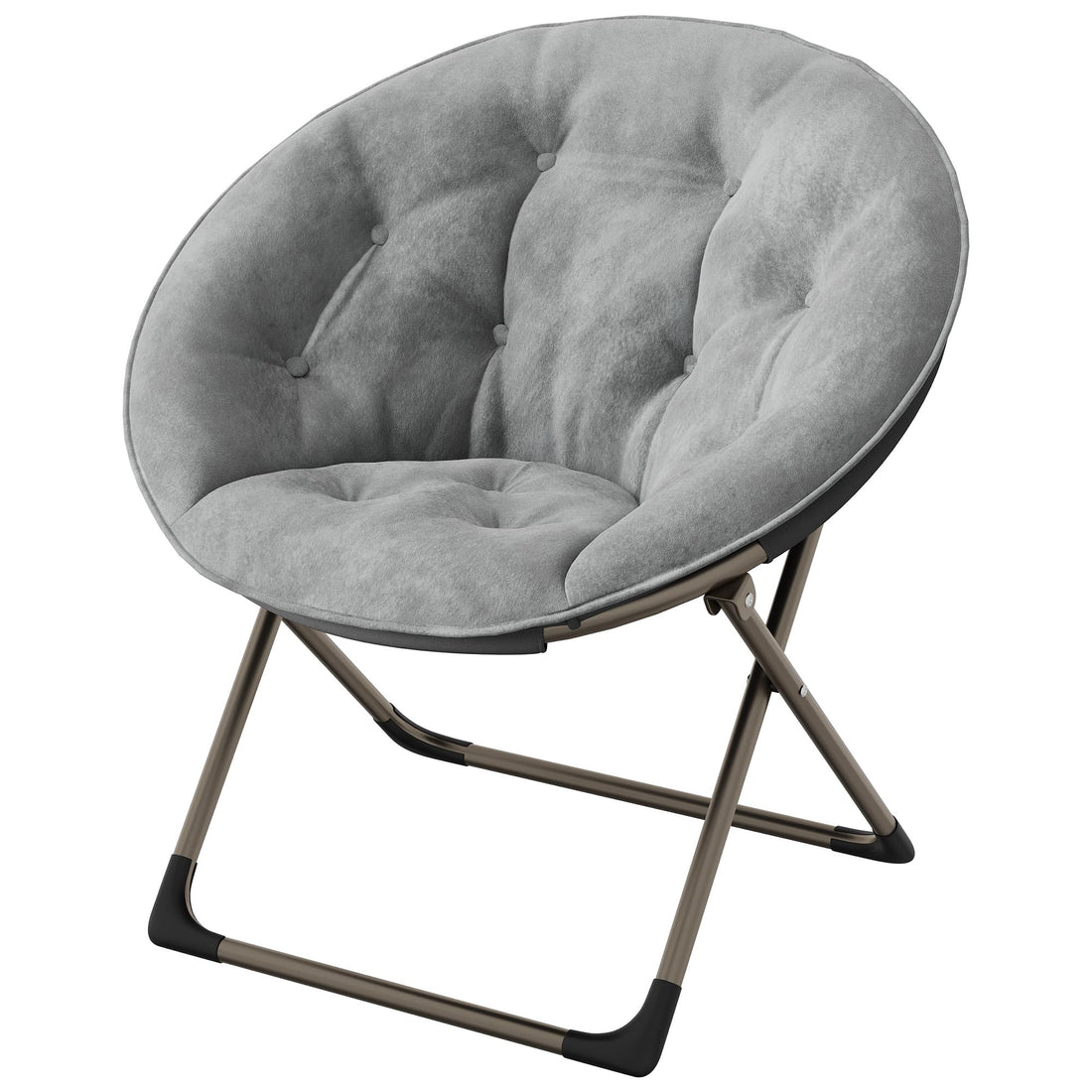 Fauteuil lunaire Garvee Saucer avec structure métallique pliable, coussin floral surdimensionné en peluche, confortable et stable pour la chambre et le salon, gris