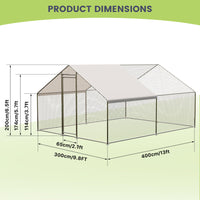 Grand Poulailler Métallique GARVEE 9,8 x 13,1 x 6,6 pi – Cage à Poules avec Accès Piéton, Bâche Imperméable et Anti-UV pour Jardin et Ferme – Argent