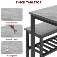 Ensemble de salle à manger Garvee pour 4 personnes avec banc, rangement, structure robuste en MDF et acier, gain de place, polyvalent, gris, idéal pour les petits appartements