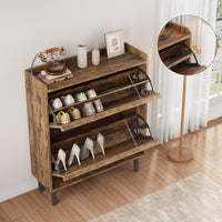 Meuble à chaussures Garvee avec 2 tiroirs abattants, étagère réglable, en MDF, pour entrée et salon, 87,6 x 26,7 x 95,2 cm, blanc, gain de place, robuste