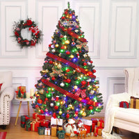 Sapin de Noël artificiel Garvee 180 cm – 250 LED, sapin en PVC, Ø 114 cm, vert, pied en métal