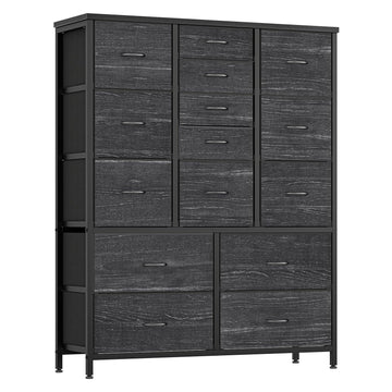 Garvee commode à 15 tiroirs en tissu avec poignées, idéale pour la chambre, le salon ou l'entrée. structure métallique robuste et polyvalente. couleur : gris