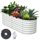 Garvee Bac De Jardin Surélevé 183 x 91 x 61 cm En Acier Galvanisé antirouille Avec Bords En Caoutchouc Pour Légumes Et Fleurs - Blanc