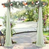 Arche de mariage Garvee, rideau en mousseline et tulle transparent 70x550cm, gris et vert, décoration de mariage
