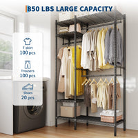 Garvee Portant à vêtements en métal à 4 niveaux, 3 barres réglables en hauteur, revêtement en poudre noir, pour chambre et magasin