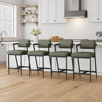 Ensemble de 2 tabourets de bar Garvee, assise rembourrée, structure en métal, dossier, repose-pieds, vert rétro, pour cuisine et comptoir de bar, 68 cm
