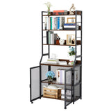 Garvee bureau bibliothèque 2-en-1 avec étagères de rangement, design industriel, métal, noir marron, pour bureau et salon, stable et polyvalent - Marron vintage