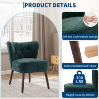 Fauteuil d'appoint Garvee sans accoudoirs, pieds en bois, revêtement en tissu capitonné, ergonomique, robuste et polyvalent, idéal pour le salon et la chambre, multicolore.