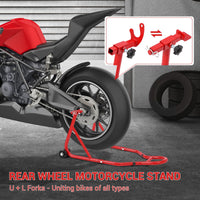 Support de levage pour moto Garvee, capacité de charge 385 kg, réglable, en fer antirouille, universel, pour atelier ou garage, noir.