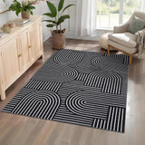 Garvee Tapis 100 % polyester 350 g/m², imitation cachemire, lavable et pliable, design moderne, doux et confortable pour salon, chambre et maison - Noir