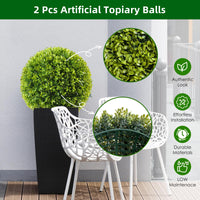 Garvee Lot de 2 boules de buis artificielles 55 cm en PE, résistantes aux UV et aux intempéries, pour jardin et mariage, vertes
