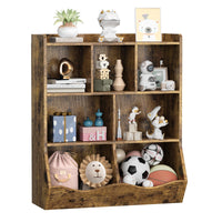 Armoire à jouets Garvee marron rustique à 3 étagères, protection anti-basculement pour chambres d'enfants et salles de jeux, en bois robuste et sécurisée pour les enfants.