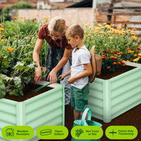 Jardinière surélevée galvanisée Garvee 180 x 90 x 45 cm en acier avec rebord de sécurité pour jardin et terrasse, durable et antirouille