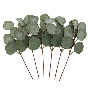Garvee Lot de 6 branches et feuilles d'eucalyptus artificielles vertes pour décoration de mariage, fête, décoration de table, jardin, 29 cm