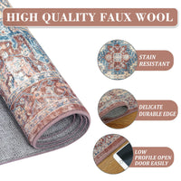 Tapis Garvee traditionnel vintage, motif oriental, antidérapant, lavable, 160 x 230 cm, couleur rouille, pour salon et salle à manger