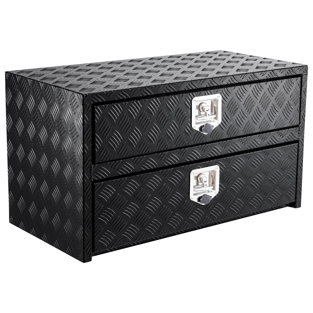 Coffre à outils Garvee 36 pouces en aluminium avec tiroir, organisateur à deux niveaux, verrouillable, étanche, pour camionnette, VR, remorque, argent