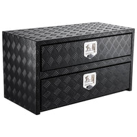 Coffre à outils Garvee 36 pouces en aluminium avec tiroir, organisateur à deux niveaux, verrouillable, étanche, pour camionnette, VR, remorque, argent