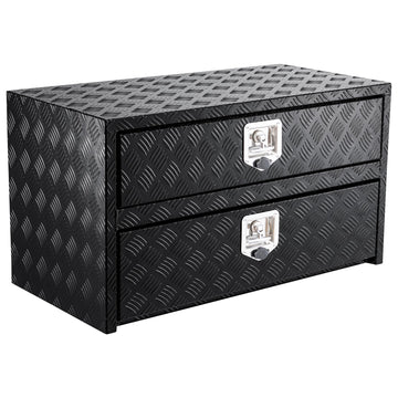 Coffre à outils Garvee 36 pouces en aluminium avec tiroir, organisateur à deux niveaux, verrouillable, étanche, pour camionnette, VR, remorque, argent