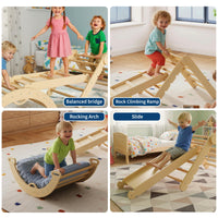 Ensemble triangulaire Garvee Pikler 7 en 1, jouet d'escalade pliable en bois de style Montessori pour bébés et jeunes enfants, 54 cm (21,3 po) de hauteur, couleur naturelle.