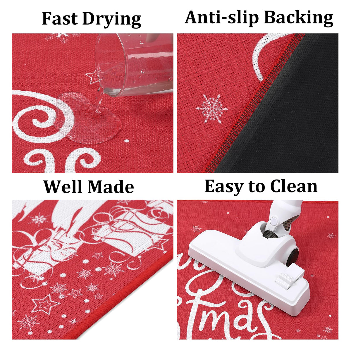 Garvee Kerst Keukenmat Set 2 pièces Vlas Kerstboom Design antidérapant 40x60cm + 40x120cm Badkamer & Keuken Decor
