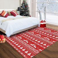 Tapis festif Garvee, motif bohème de Noël avec rennes, flocons de neige et sapin de Noël, pour salon, chambre, cuisine, salle de bain, rouge, ultra-fin, à poils courts