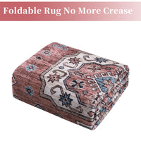Tapis de salon vintage Garvee, doux, lavable, style campagnard oriental, rose, 60 x 230 cm